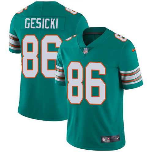 Nike Dolphins #86 Mike Gesicki Aqua Green Alternate Men's Stitched NFL Vapor Untouchable Limited Jersey - Click Image to Close